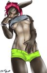  breasts clothing female kavi lagomorph looking_at_viewer mammal punk rabbit shorts solo tomboy 