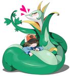  agemono animal boy green_skin heart pokemon pokemon_(game) pokemon_bw serperior sleeping touya_(pokemon) 