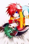  bare_shoulders blue_eyes dress farah_oersted green_hair open_mouth pixiv_thumbnail red_hair resized rid_hershel sami23 sami_(pink_princess) tales_of_(series) tales_of_eternia yellow_eyes 