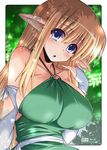  blonde_hair blue_eyes breasts bridal_gauntlets elf halterneck large_breasts long_hair pointy_ears shinshin solo tiffania_westwood zero_no_tsukaima 