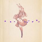  animal_ears closed_eyes dress flower long_hair petals photo pointy_ears redjuice solo traditional_media 