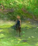  3838383 blonde_hair emil_castagnier grass green hair_over_eyes leaf male_focus nature scarf sleeveless solo standing strapless tales_of_(series) tales_of_symphonia tales_of_symphonia_knight_of_ratatosk tree wind 