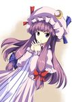  fujy hands_clasped hat long_hair own_hands_together parted_lips patchouli_knowledge purple_eyes purple_hair solo touhou 