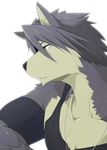  biceps black_nose canine clothing dog fur grey_fur grey_hair hair husky ig kouya kouya_aotsuki looking_away male mammal morenatsu muscles necklace pecs plain_background shirt solo tank_top unknown_artist white_background yellow_eyes 