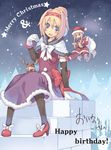  alice_margatroid animal_costume black_legwear blonde_hair blue_eyes christmas elbow_gloves english gloves hairband high_heels hourai_doll matching_hourai matching_shanghai morino_hon pantyhose red_eyes reindeer_costume sack santa_costume shanghai_doll shoes sitting snow solo touhou 