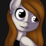  boxxy brown_eyes brown_hair close-up ear_piercing earring equine female grey hair hi_res horse kloudmutt long_hair mammal my_little_pony piercing pony portrait smile solo white_body 