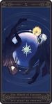  black_eyes black_hair blonde_hair blue_background blue_eyes boots cape circle coat flynn_scifo long_hair male_focus md5_mismatch motoko_(ambiy) multiple_boys pants rotational_symmetry rounded_corners star tales_of_(series) tales_of_vesperia tarot wheel_of_fortune_(tarot_card) yuri_lowell 