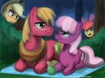  angry apple apple_bloom_(mlp) applebloom_(mlp) applejack_(mlp) big_macintosh_(mlp) blanket blonde_hair blush canine cheerilee_(mlp) cowboy_hat cub cutie_mark equine eye_contact female feral forest friendship_is_magic fruit green_eyes hair hair_bow harness hat hooves horse john_joseco looking_at_each_other male mammal my_little_pony night orange_hair outside pink_hair pony red_hair sibling siblings tree two_tone_hair voyeur wood yellow_eyes young 