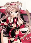 animal_ears breasts car cat_ears cat_tail cleavage_cutout fujima_takuya ground_vehicle holster large_breasts lotus_(brand) motor_vehicle race_queen tail twintails 