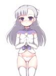  bad_id bad_pixiv_id banned_artist blue_hair blush elbow_gloves fin_e_ld_si_laffinty gloves long_hair navel no_pants panties purple_eyes rinne_no_lagrange shikano_sumiaki solo thighhighs underwear 