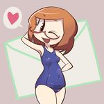  &hearts; brown_eyes brown_hair eyewear female glasses hair human k-nattoh looking_at_viewer mammal nikki nikki_(swapnote) nintendo not_furry one-piece_swimsuit one_eye_closed short_hair smile swapnote swimsuit thegalen video_games wink 