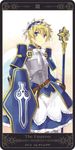  angel_wings armor armored_dress belt blonde_hair blue_eyes crossdressing flynn_scifo frills frown maid_headdress male_focus md5_mismatch motoko_(ambiy) rounded_corners scepter shield solo tales_of_(series) tales_of_vesperia tarot the_empress white_background wings 