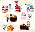  4boys annotated arms_behind_back asbel_lhant banana beard black_legwear blonde_hair blue_eyes blue_hair blue_shirt blueberry brown_eyes brown_hair cake cheria_barnes chibi chocolate chocolate_cake coat cravat facial_hair food fruit glasses gloves hand_on_hip heterochromia hubert_ozwell long_hair malik_caesars multicolored_hair multiple_boys multiple_girls objectification pants parfait pascal pink_hair purple_eyes purple_hair purple_skirt red_hair richard_(tales) scarf sen_nai shirt shoes short_hair sitting skirt smile sophie_(tales) spoon strawberry strawberry_shortcake tales_of_(series) tales_of_graces thighhighs twintails two-tone_hair two_side_up white_background white_hair yellow_eyes 