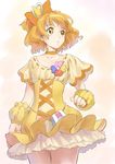  choker cure_pine dress earrings fresh_precure! hair_ornament heart heart_hair_ornament imaoka jewelry magical_girl orange_choker orange_hair precure short_hair solo wrist_cuffs yamabuki_inori 