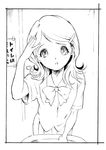  greyscale hair_ornament hairclip inazuma_eleven inazuma_eleven_(series) kino_aki long_hair mirror monochrome okomeuma open_mouth ribbon sink 