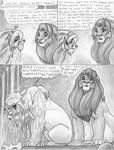  arthos black_and_white comic dialog dialogue english_text feline feral leovictor leovictor64 lion male male_pregnancy mammal monochrome mpreg pregnant shaded sykur text water 