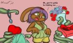  &lt;3 bouquet bow breasts chocolate cleavage clothed clothing female flower gift gifts green_eyes hair holidays jewelry lagomorph mammal mia purple_hair rabbit shardshatter tentacles valentine&#039;s_day valentine's_day 