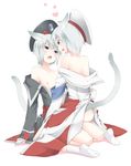  animal_ears cat_ears fangs gloves hat kemonomimi_mode kudari_(pokemon) male_focus multiple_boys nipples nobori_(pokemon) open_mouth pokemon pokemon_(game) pokemon_bw sagami_rin short_hair silver_eyes silver_hair socks tail yaoi 