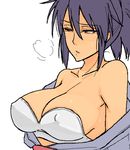  69_(tranquilo) bad_id bad_pixiv_id breasts cleavage covered_nipples fujibayashi_shiina large_breasts off_shoulder open_clothes open_shirt ponytail purple_hair red_eyes shirt solo tales_of_(series) tales_of_symphonia 