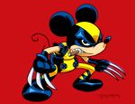  boots cigar claws costume crossover disney fighting_stance gloves khary_randolph looking_at_viewer male mammal marvel mickey_mouse mouse pose rodent solo superhero teeth wolverine wolverine_(marvel) x-men 