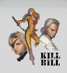  2girls agidulle beatrix_kiddo bill_(kill_bill) blonde_hair blood bruce_lee's_jumpsuit elle_driver eyepatch kill_bill lips long_hair multiple_girls sword weapon 