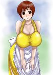  aqid artist_request blush breasts brown_hair cleavage huge_breasts kaneda_(aqid) red_eyes super_real_mahjong toyohara_etsuko 