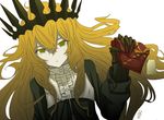  black_rock_shooter blonde_hair chariot_(black_rock_shooter) claws crown damaged_gift gift heart rangsiwut_sangwatsharakul tears valentine yellow_eyes 