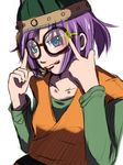  chrono_(series) chrono_trigger female glasses green_eyes headset helmet lucca_ashtear nipp pixiv_thumbnail purple_hair resized short_hair solo 