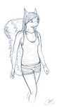  ami anthro breasts chest_tuft clothed clothing ear_tuft female fluffy fur hair hindpaw jewelery jewelry line_art mammal oonami pawpads paws rodent shorts sketch skimpy small_breasts solo sports_bra squirrel tuft walking wristband 