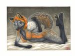  anthro blue_eyes breasts canine cross_fox female fox kacey mammal nipples nude paws solo 