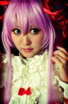  al_azif cosplay cuffs demonbane dress frills hair_ribbon hair_ribbons lace photo purple_hair ribbon ribbons ruffles tsugihagi_mishin 