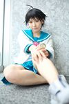  ahoge chippi cosplay feet_out_front highres idolmaster idolmaster_xenoglossia kikuchi_makoto photo sailor sailor_uniform school_uniform serafuku 