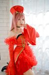  another_blood boots cosplay cuffs demonbane dress frills highres lace photo pink_hair rou rou_(cosplayer) ruffles 