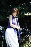  dress highres hoshino_aki motor_vehicle photo scarf scooter strapless_dress vehicle 