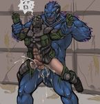  anal anal_penetration anthro arm_grab armor balls beralin biceps big_muscles big_penis blue_skin clothing cradling cum cum_drip cum_in_ass cum_inside cum_on_balls cum_while_penetrated dripping duros erection forced from_behind gay hands-free holding human human_on_anthro interspecies male mammal messy monster muscles orgasm penetration penis rape sex size_difference stand_and_carry_position standing standing_sex torn_clothing 