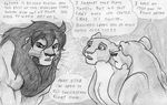  black_and_white comic dialog dialogue english_text etha feline female feral greyscale kunei leovictor leovictor64 lion male mammal monochrome shaded sketch text 