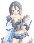  artist_request asagi_(nippon_ichi) asagiri_asagi belt black_hair disgaea dubs grey_eyes jacket short_shorts shorts tank_top tanktop 