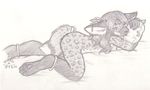  butt canine cute ear_piercing earring eyes_closed female hush-a-bye hyena mammal monochrome on_stomach piercing pillow_hug sketch sleeping solo 