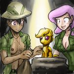  big_breasts breasts cleavage clothed clothing daring_do_(mlp) female fleur_de_lis_(mlp) fluttershy_(mlp) friendship_is_magic hair hat human humanized idol john_joseco mammal my_little_pony necklace not_furry pink_hair scootaloo_(mlp) 