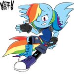  anthro cutie_mark equine fingerless_gloves friendship_is_magic gloves horse multi-colored_hair my_little_pony pegasus pony rainbow_dash_(mlp) sonic_style wings 