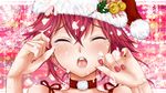  bad_id bad_pixiv_id bare_shoulders bell closed_eyes cream cul earrings face fingernails food food_on_face fruit hands hat jewelry jingle_bell long_hair masami_chie nail_polish open_mouth portrait red_hair santa_hat solo strawberry suggestive_fluid tears vocaloid 