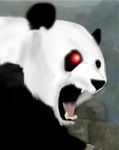  angry bear black black_fur fur mammal open_mouth panda red_eyes solo teeth torchfiremedia white white_fur 