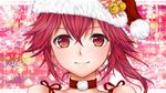  bad_id bad_pixiv_id bare_shoulders bell closed_mouth cul earrings face hat jewelry jingle_bell long_hair looking_at_viewer masami_chie portrait red_eyes red_hair santa_hat smile solo vocaloid 