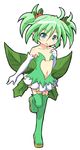  blue_eyes boots child elbow_gloves fairy gloves green green_footwear green_hair green_legwear green_wings konoha_(shinrabanshou) masaki_itsuki navel plant_wings shinrabanshou short_hair smile solo thighhighs white_gloves wings 