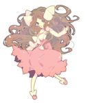  bow brown_hair cattleya_(pokemon) dress elite_four green_eyes long_hair nakamura_sandayo pokemon pokemon_(game) pokemon_dppt pokemon_hgss pokemon_platinum simple_background solo white_background 