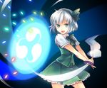  bad_id bad_pixiv_id black_hairband bow bowtie dress_shirt gameplay_mechanics green_eyes hairband konpaku_youmu mitsudomoe_(shape) nr_(cmnrr) open_mouth shirt short_hair silver_hair skirt solo sword tomoe_(symbol) touhou vest weapon 