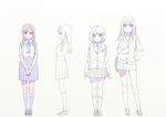  brown_hair character_sheet full_body idolmaster idolmaster_cinderella_girls lineart mimura_kanako mizumoto_yukari multiple_girls multiple_views nagisa_kurousagi shibuya_rin turnaround 