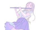  closed_eyes flute idolmaster idolmaster_cinderella_girls instrument long_hair mizumoto_yukari nagisa_kurousagi skirt solo 