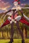  armor exterior fighting_stance forest grass long_hair screen_capture senhime_zessho_symphogear senki_zesshou_symphogear trees zettai_ryouiki 