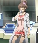  beehive_hair_style butterfly_motif coffee interior lab_coat screen_capture senhime_zessho_symphogear senki_zesshou_symphogear thighs 